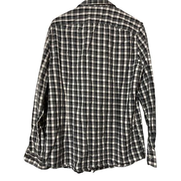 Kenneth Cole Mens Button-Up Shirt Black Plaid Long Sleeve Point Collar Pockets M - Picture 2 of 9